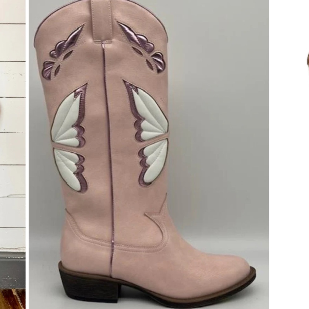 Pink Butterfly Western Boots